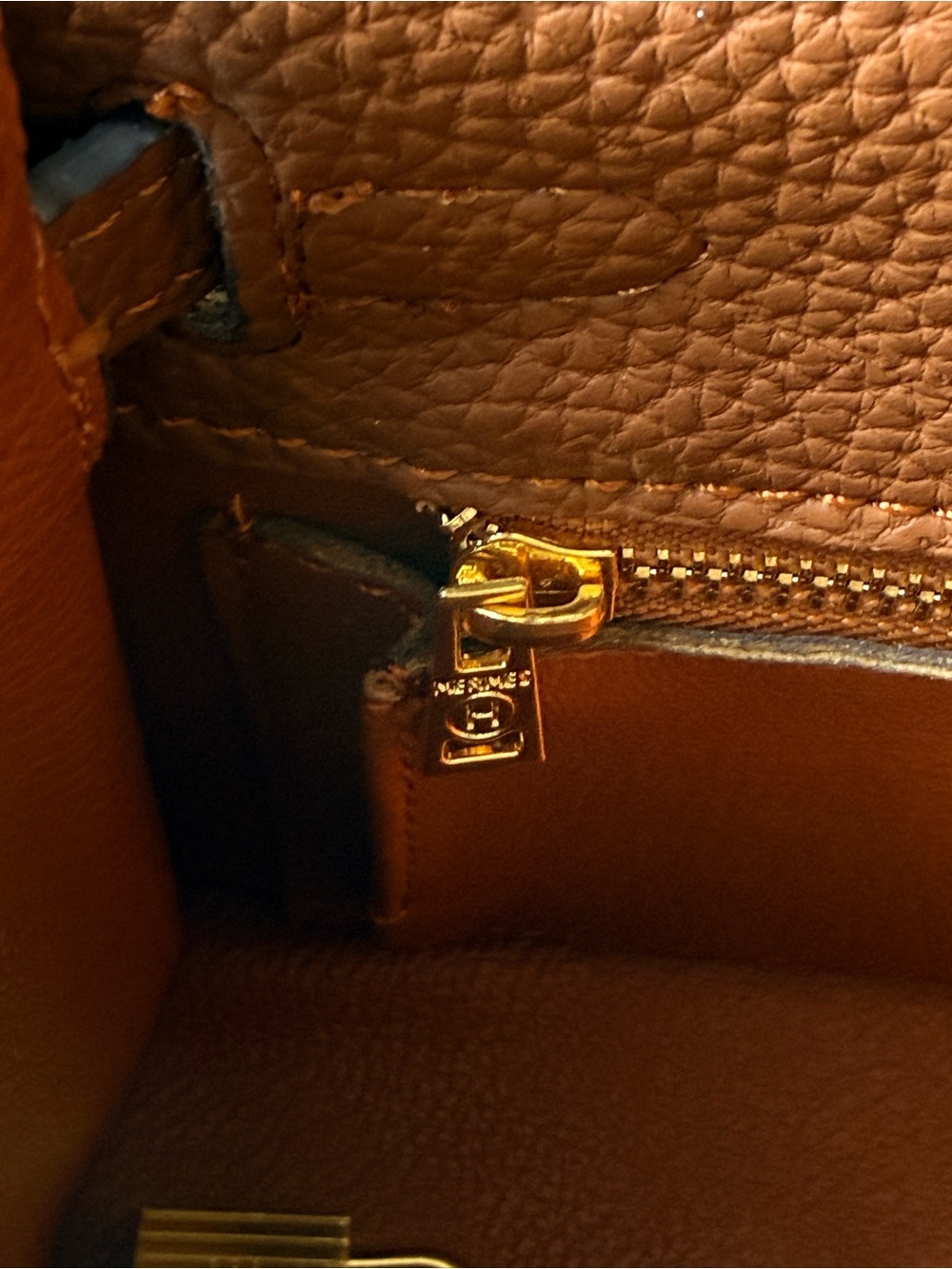 Hermes Cognac Togo Leather Mini Crossbody with Gold Hardware - Picture 12 of 13